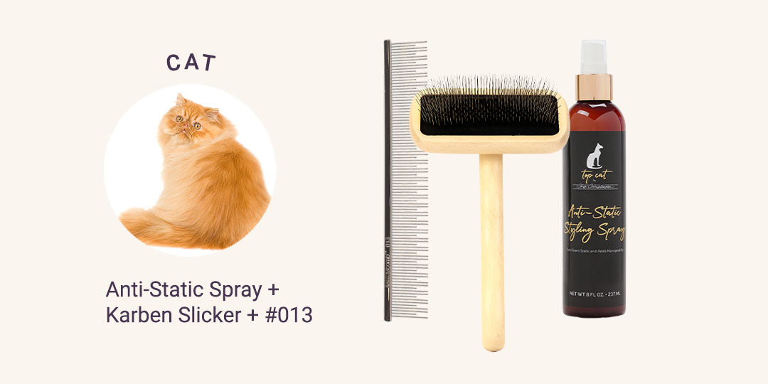 Cat Coat = Anti-static Spray + Karben Slicker + #013 Buttercomb