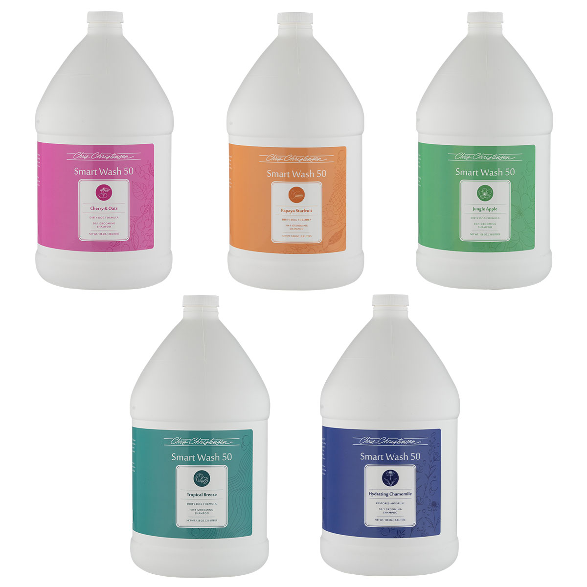 SmartWash50 Pet Grooming Shampoos - Cherry & Oats, Papaya Starfruit, Jungle Apple, Tropical Breeze, Hydrating Blend